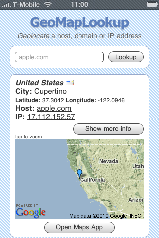 GeoMapLookup iPhone screenshot